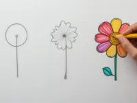 آموزش نقاشی گل زیبا و ساده برای کودکان