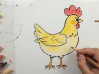 آموزش نقاشی مرغ در 7 مرحله ساده برای کودکان