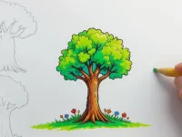 آموزش نقاشی درخت ساده برای کودکان