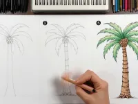 آموزش نقاشی درخت نخل در 5 مرحله ساده