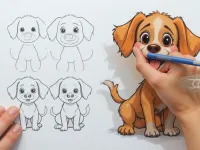 آموزش نقاشی سگ کوچولوی ناز در 6 مرحله ساده
