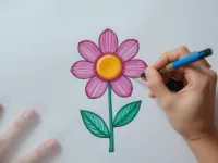 آموزش مرحله به مرحله نقاشی گل ساده برای کودکان