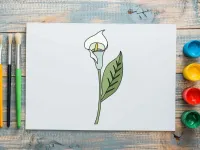 آموزش تصویری نقاشی گل شیپوری برای کودکان