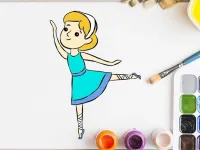 آموزش نقاشی رقصنده بالرین برای کودکان