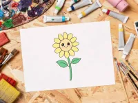 آموزش نقاشی گل بامزه برای کودکان