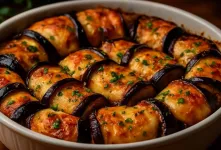 رولت بادمجان با پنیر و سیر / دستور العمل ساده و سبک برای شام