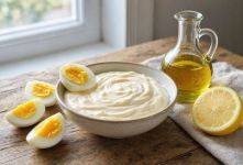 طرز تهیه سس مایونز خانگی با تخم مرغ آب پز و آبلیمو ؛ ساده و خامه ای