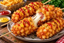طرز تهیه کورن داگ سیب زمینی؛ یه میان وعده خوشمزه با مواد ساده