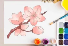 با چند مرحله خیلی ساده نقاشی زیبا و بهاری شکوفه گیلاس بکش