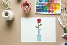 آموزش مرحله به مرحله نقاشی گلدان گل رز برای کودکان