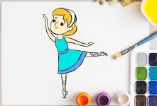 آموزش نقاشی رقصنده بالرین برای کودکان