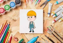 آموزش قدم به قدم نقاشی مهندس برای کودکان