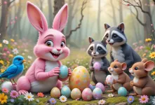 داستان کودکانه خرگوش صورتی و هدیه های عید پاک