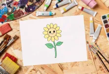 آموزش نقاشی گل بامزه برای کودکان