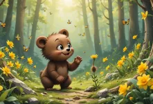 قصه جذاب کشفیات توله خرس در اولین روز بیرون از غار برای کودکان
