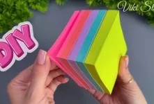 کاردستی کاغذی آسان با کاغذ یادداشت چسبدار/ چگونه گل های کاغذی آسان بسازیم؟!