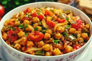 طرز تهیه شام فوری و رژیمی با نخود پخته و سبزیجات تنوری