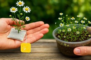 آموزش صفر تا صد کاشت بابونه در خانه با چای کیسه ای