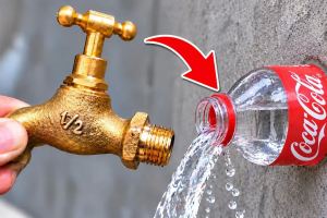 ترفند خلاقانه ساخت لوله کشی آب با بطری پلاستیکی