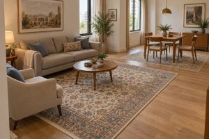 فرش برای پذیرایی ۳۰ متری | راهنمای انتخاب اندازه و چیدمان