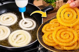 طرز تهیه زولبیا پوک و براق بازاری با بطری در ۱۰ دقیقه