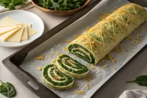 طرز تهیه رولت اسفناج و پنیر غذای خوشمزه ، جایگزین سالم پیتزا
