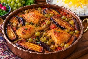طرز تهیه خورش غوره مسما شمالی با مرغ و بادمجان؛ خوشمزه و متفاوت