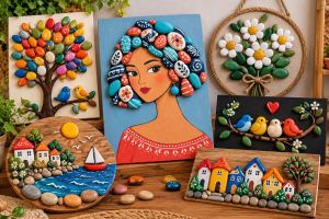 چند ایده خلاقانه برای ساخت تزیینات دیواری با سنگ های رنگ آمیزی شده