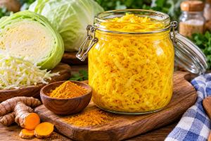 طرز تهیه ترشی کلم پروبیوتیک با زردچوبه؛ بدون سرکه فقط با ۳ ماده ساده