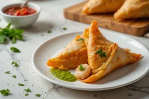 مراحل تهیه سمبوسه میگو با خمیر دست ساز