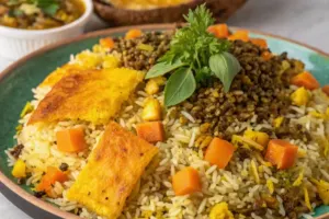 طرز تهیه شلغم پلو خوشمزه و مقوی با سبزیجات و عدس