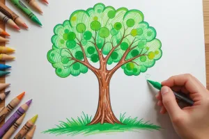 آموزش نقاشی درخت به روش ساده برای کودکان