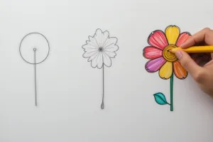 آموزش نقاشی گل زیبا و ساده برای کودکان