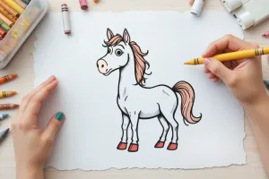 آموزش نقاشی اسب به روش ساده برای کودکان