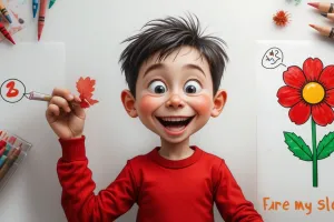 آموزش نقاشی گل قرمز در 3 مرحله ساده برای کودکان