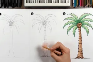 آموزش نقاشی درخت نخل در 5 مرحله ساده