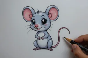 آموزش نقاشی موش بامزه برای کودکان در 7 مرحله ساده