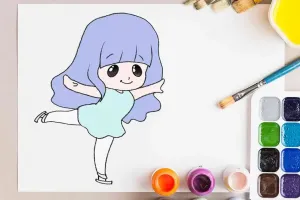 آموزش نقاشی دختر اسکیت سوار برای کودکان