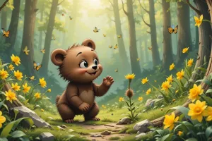 قصه جذاب کشفیات توله خرس در اولین روز بیرون از غار برای کودکان