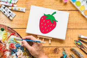 آموزش مرحله ای کشیدن نقاشی توت فرنگی ساده برای کودکان