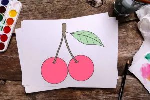 آموزش مرحله به مرحله نقاشی گیلاس کودکانه