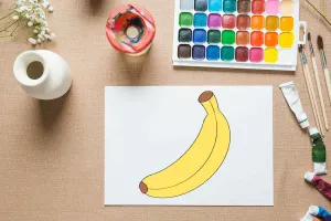 آموزش مرحله به مرحله نقاشی موز برای کودکان