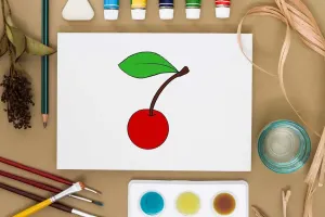 آموزش ساده نقاشی آلبالو در ۷ مرحله برای کودکان