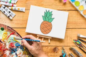 آموزش مرحله به مرحله نقاشی آناناس برای کودکان
