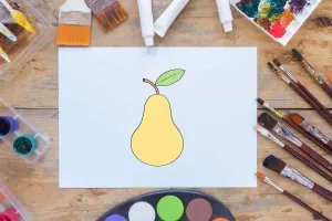 آموزش مرحله ای نقاشی گلابی ساده برای کودکان