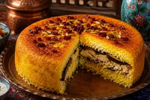 طرز تهیه ته چین مرغ و بادمجان در پلوپز؛ راز یک ته چین طلایی، مجلسی و خوش عطر