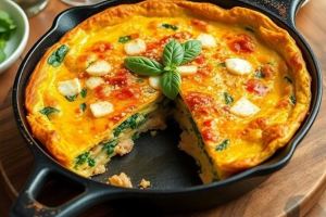 کوکوی مرغ و سبزی با لایه ترد پنیر؛ راز یک غذای طلایی، خوشمزه و متفاوت برای ناهار و شام!