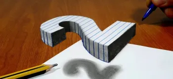 آموزش گام به گام نقاشی سه بعدی عدد ۲ شناور روی کاغذ