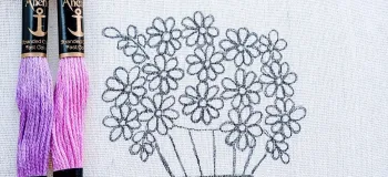 طرح گلدوزی سبد گل بسیار بسیار آسان برای مبتدیان