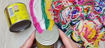 بازیافت قوطی تن ماهی / نحوه ساخت دکوری با قوطی حلبی و کاموا